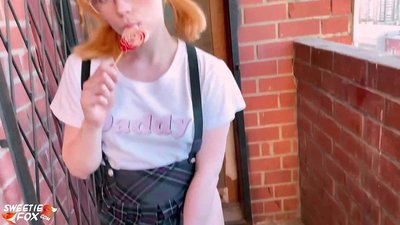 Schoolgirl Sucks her dick deeply and fucks instead of studying.
